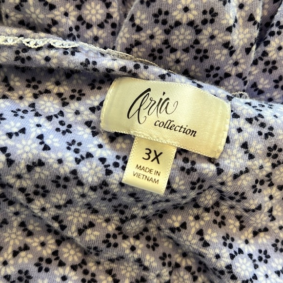 Aria Collection Purple Floral Patterned Cotton Nightgown 3X - Picture 3 of 5